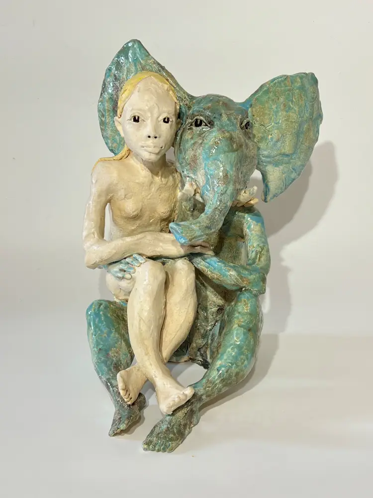 Femme et l'éléphant bleu